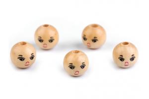 Holzperle Kpfchen mit Gesicht - 5 Stck